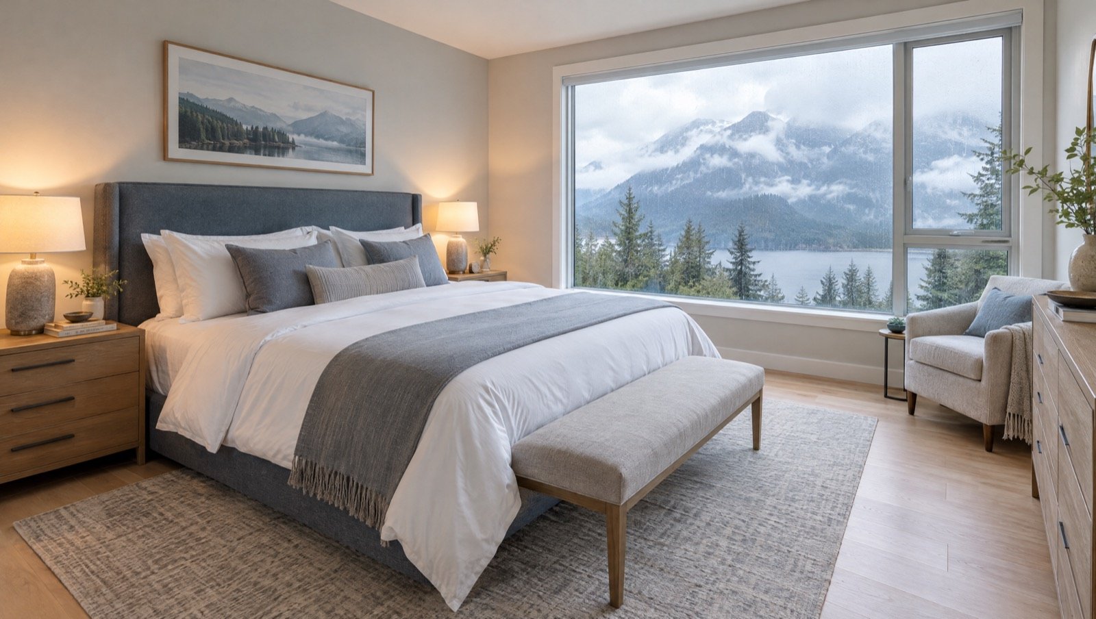 Sample photo of a bedroom that brightens as you hold the button